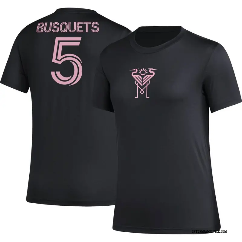 Women's Inter Miami CF ＃5 Sergio Busquets Black AEROREADY Name & Number T-Shirt