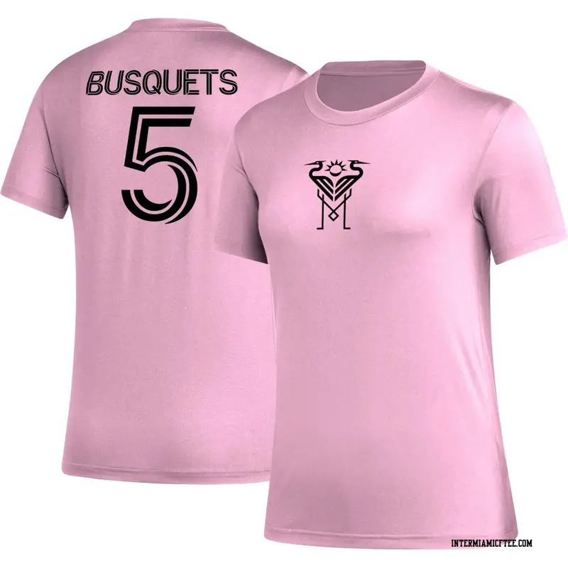 Women's Inter Miami CF ＃5 Sergio Busquets Pink AEROREADY Name & Number T-Shirt